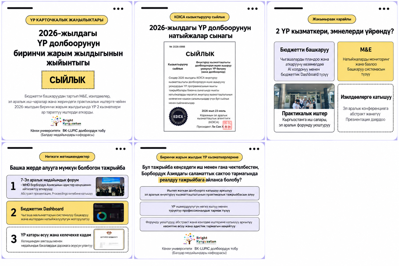[BK-LUPIC жаңылыктары] 2026-жылдагы YP долбоорунун биринчи жарым жылдыгынын жыйынтыгы: натыйжалар сынагында дем берүүчү сыйлыкка ээ болду